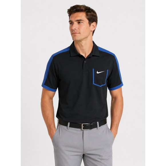 Nike Golf Other - Nike Golf Polo Shirt Men Large Black Blue Dri-FIT 639239-015 Short Sleeve Sport